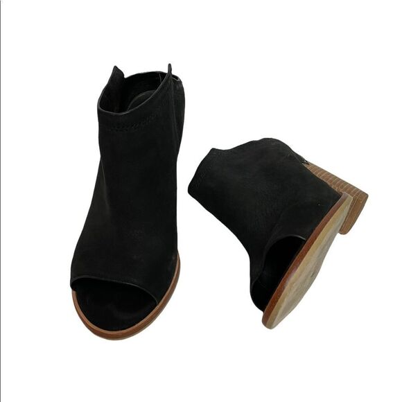 Dolce Vita Womens Size 9.5 Black Suede Block Heel Open Toe Slip On Sandal Shoes - Picture 2 of 9